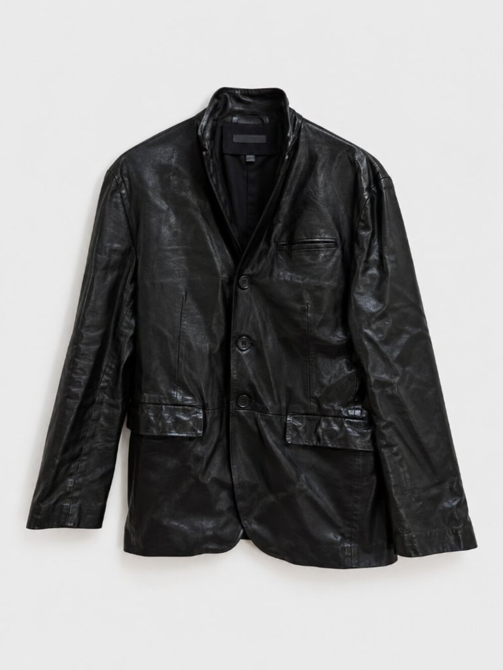 John Varvotos Pre-Fall 2015 Sheepskin Black Leather Blazer